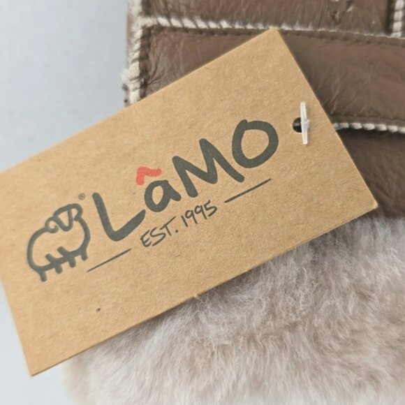 LAMO Women's 100% Australian Sheepskin Taupe Leather Gloves Stitches Size Large - Picture 10 of 11